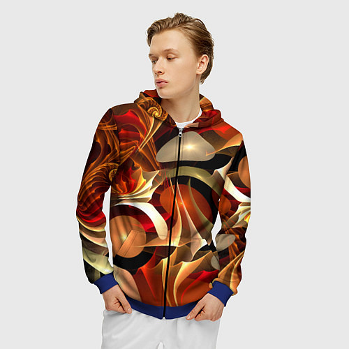 Мужская толстовка на молнии Абстрактные цифровые спирали / 3D-Синий – фото 3