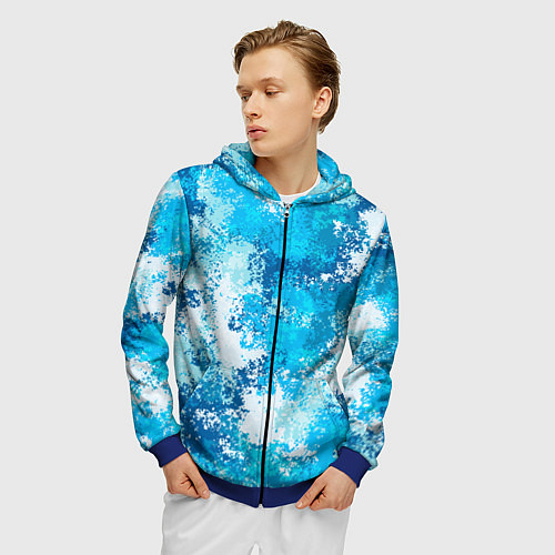 Мужская толстовка на молнии Спортивный камуфляж Пикси - Лагуна / 3D-Синий – фото 3