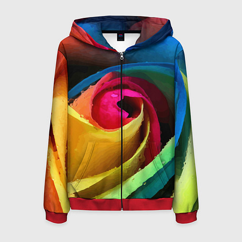 Мужская толстовка на молнии Роза fashion 2022 / 3D-Красный – фото 1