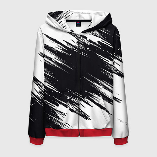 Мужская толстовка на молнии БЕЛАЯ КРАСКА БРЫЗГИ / 3D-Красный – фото 1
