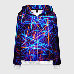 Толстовка 3D на молнии мужская Neon pattern Fashion 2055, цвет: 3D-белый