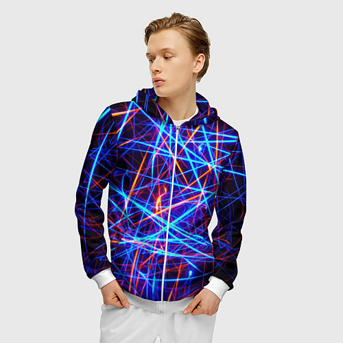 Мужская толстовка на молнии Neon pattern Fashion 2055 / 3D-Белый – фото 3