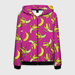 Толстовка 3D на молнии мужская Banana pattern Summer Color, цвет: 3D-черный