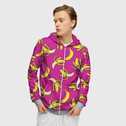 Толстовка 3D на молнии мужская Banana pattern Summer Color, цвет: 3D-меланж — фото 2