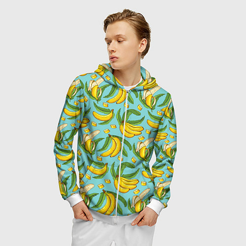 Мужская толстовка на молнии Banana pattern Summer Fashion 2022 / 3D-Белый – фото 3