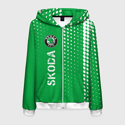 Толстовка 3D на молнии мужская ШКОДА Skoda Абстракция, цвет: 3D-белый