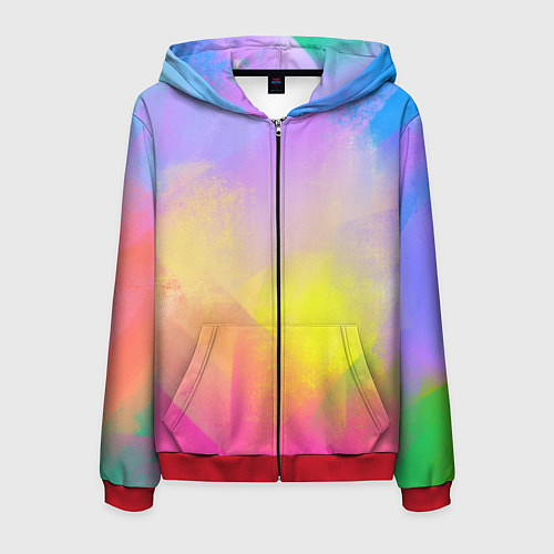 Мужская толстовка на молнии Красочный неон / 3D-Красный – фото 1