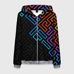 Толстовка 3D на молнии мужская НЕОНОВЫЕ ФИГУРЫ НЕОН, цвет: 3D-меланж