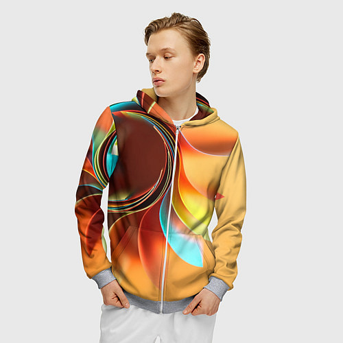 Мужская толстовка на молнии Солнце из бумаги / 3D-Меланж – фото 3