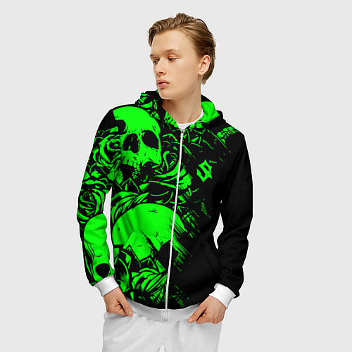 Мужская толстовка на молнии Сабатон sabaton черепа / 3D-Белый – фото 3