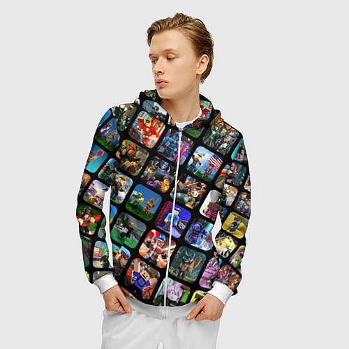 Мужская толстовка на молнии ROBLOX СЮЖЕТЫ / 3D-Белый – фото 3