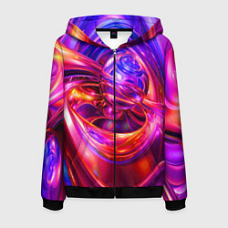 Толстовка 3D на молнии мужская Abstract color neon composition Абстрактная неонов, цвет: 3D-черный