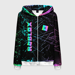 Толстовка 3D на молнии мужская ROBLOX неоновый логотип, цвет: 3D-белый