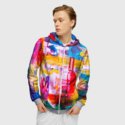 Толстовка 3D на молнии мужская Импрессионизм Лето Абстракция Impressionism Summer, цвет: 3D-меланж — фото 2