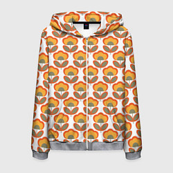 Толстовка 3D на молнии мужская ЦВЕТЫ В СТИЛЕ 70х, цвет: 3D-меланж