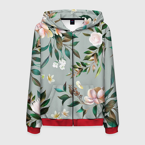 Мужская толстовка на молнии Цветы Цветочный Букет / 3D-Красный – фото 1