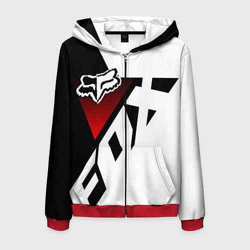 Мужская толстовка на молнии FOX RACING - ФОКС ЧЕРНЫЙ И БЕЛЫЙ / 3D-Красный – фото 1