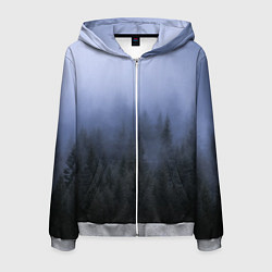 Толстовка 3D на молнии мужская Лес в ночи, цвет: 3D-меланж