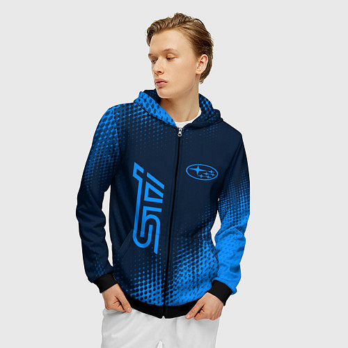 Мужская толстовка на молнии SUBARU STI Абстракция / 3D-Черный – фото 3