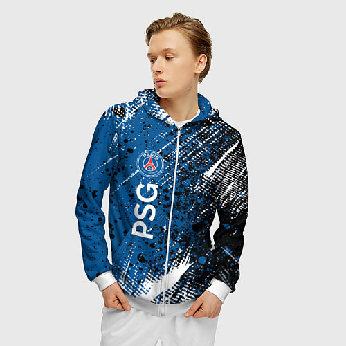 Мужская толстовка на молнии Псж краска / 3D-Белый – фото 3