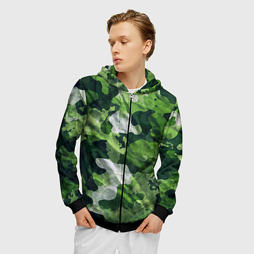 Мужская толстовка на молнии Camouflage Pattern Камуфляж Паттерн / 3D-Черный – фото 3