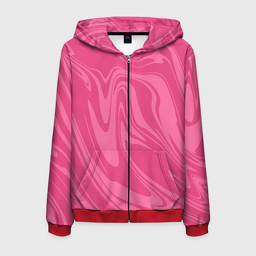 Мужская толстовка на молнии РОЗОВЫЕ РАЗВОДЫ КРАСКИ МРАМОРНЫЙ / 3D-Красный – фото 1