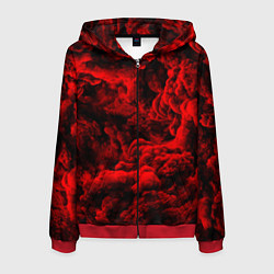 Толстовка 3D на молнии мужская Красный дым Red Smoke Красные облака, цвет: 3D-красный