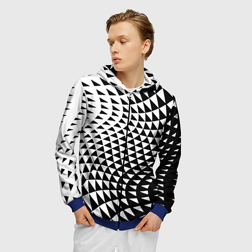 Мужская толстовка на молнии Минималистический авангардный паттерн / 3D-Синий – фото 3