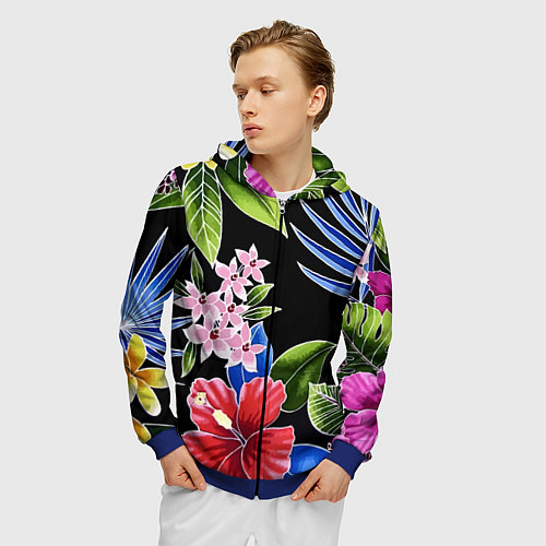 Мужская толстовка на молнии Floral vanguard composition Летняя ночь Fashion tr / 3D-Синий – фото 3