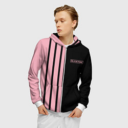 Толстовка 3D на молнии мужская BLACKPINK HALF BLACK-PINK MINI LOGO, цвет: 3D-белый — фото 2