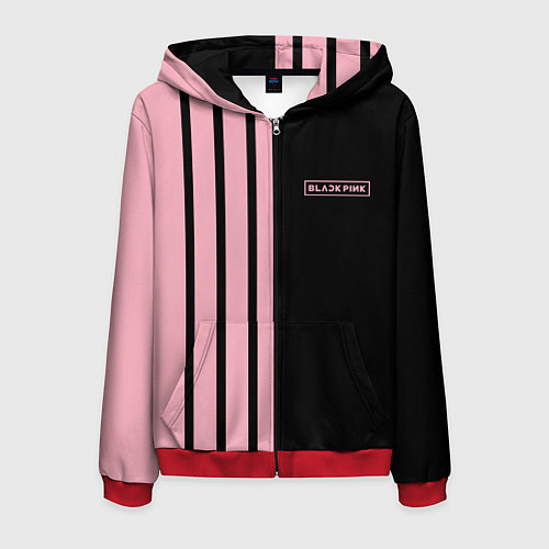 Мужская толстовка на молнии BLACKPINK HALF BLACK-PINK MINI LOGO / 3D-Красный – фото 1