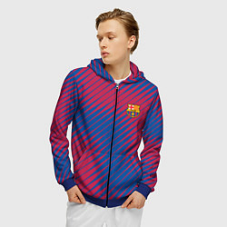 Толстовка 3D на молнии мужская Fc barcelona барселона fc абстракция, цвет: 3D-синий — фото 2