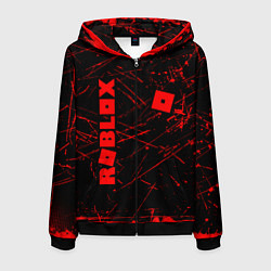 Толстовка 3D на молнии мужская ROBLOX красный логотип, цвет: 3D-черный