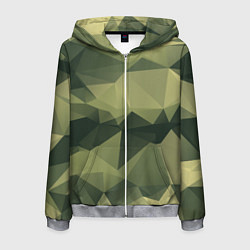 Толстовка 3D на молнии мужская 3д полигоны - камуфляж, цвет: 3D-меланж