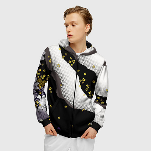 Мужская толстовка на молнии JAPAN PATTERN / 3D-Черный – фото 3