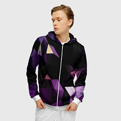 Толстовка 3D на молнии мужская Полигональная магия, цвет: 3D-белый — фото 2