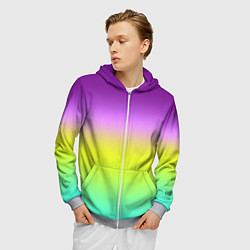 Толстовка 3D на молнии мужская Multicolored Ombre gradient, цвет: 3D-меланж — фото 2