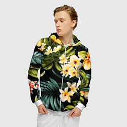 Толстовка 3D на молнии мужская Vanguard floral composition Summer, цвет: 3D-белый — фото 2