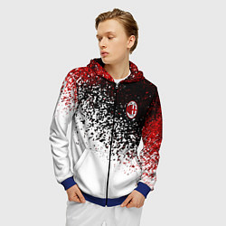 Толстовка 3D на молнии мужская Ac milan краска, цвет: 3D-синий — фото 2