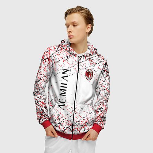 Мужская толстовка на молнии Ac milan logo / 3D-Красный – фото 3