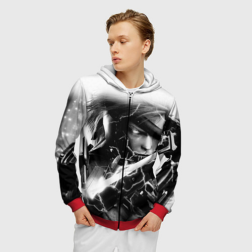 Мужская толстовка на молнии МЕТАЛ ГИР СОЛИД- METAL GEAR / 3D-Красный – фото 3