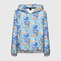 Мужская толстовка на молнии Турецкий огурец Turkish cucumber blue pattern