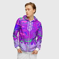 Толстовка 3D на молнии мужская Славянская рубаха с разводами, цвет: 3D-белый — фото 2