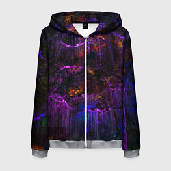 Мужская толстовка на молнии Неоновые лучи и листья - Фиолетовый