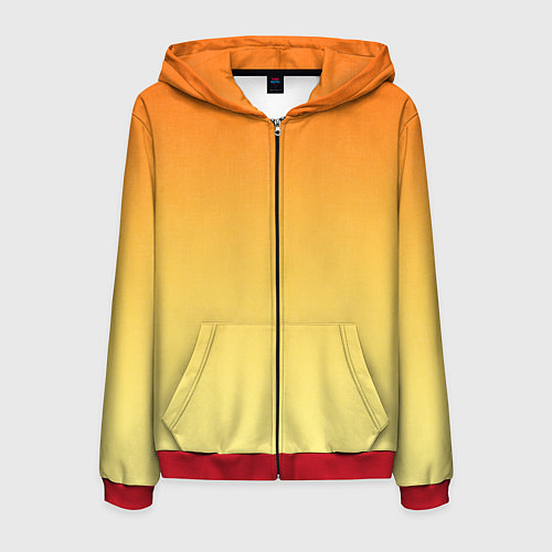 Мужская толстовка на молнии Оранжевый, желтый градиент / 3D-Красный – фото 1