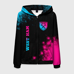 Толстовка 3D на молнии мужская West Ham Neon Gradient, цвет: 3D-черный