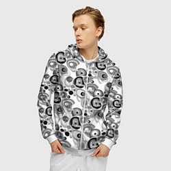 Толстовка 3D на молнии мужская Black and white sport pattern, цвет: 3D-белый — фото 2