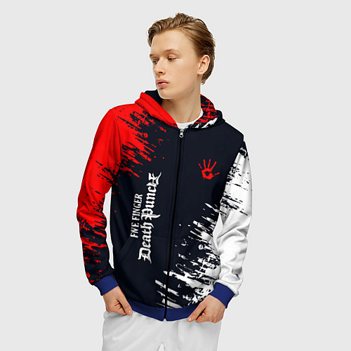 Мужская толстовка на молнии Five Finger Death Punch - краска / 3D-Синий – фото 3