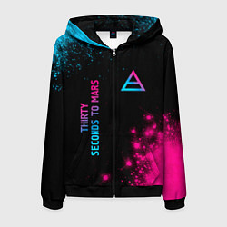 Толстовка 3D на молнии мужская Thirty Seconds to Mars Neon Gradient, цвет: 3D-черный