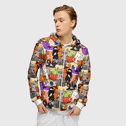 Толстовка 3D на молнии мужская Котики-такие котики, цвет: 3D-белый — фото 2